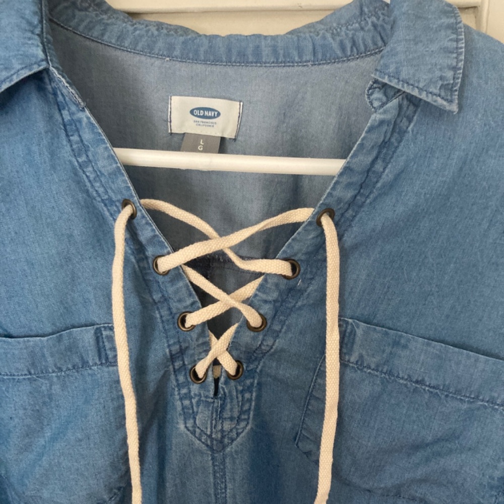 Old navy womens denim shirt with lace up front - Picture 2 of 2